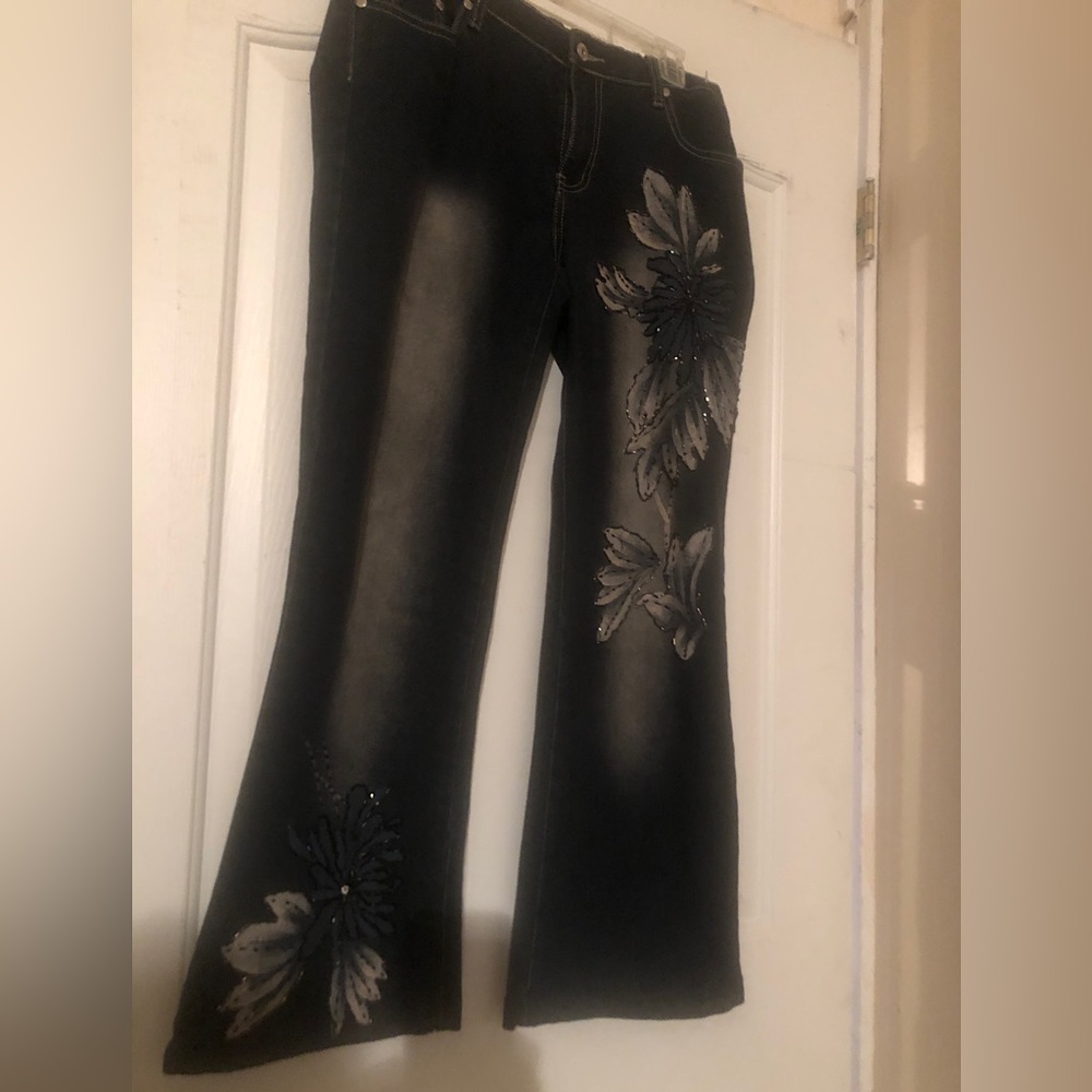 Jeans with beadwork